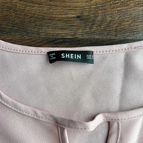 SHEIN Light Pink Shirt with Scalloped Sleeve | Scallop Sleeves | SHEIN | Pink - Picture 3 of 8
